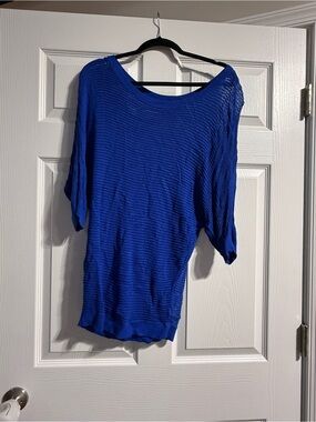Express Royal Blue Lightweight Ribbed Knit Top